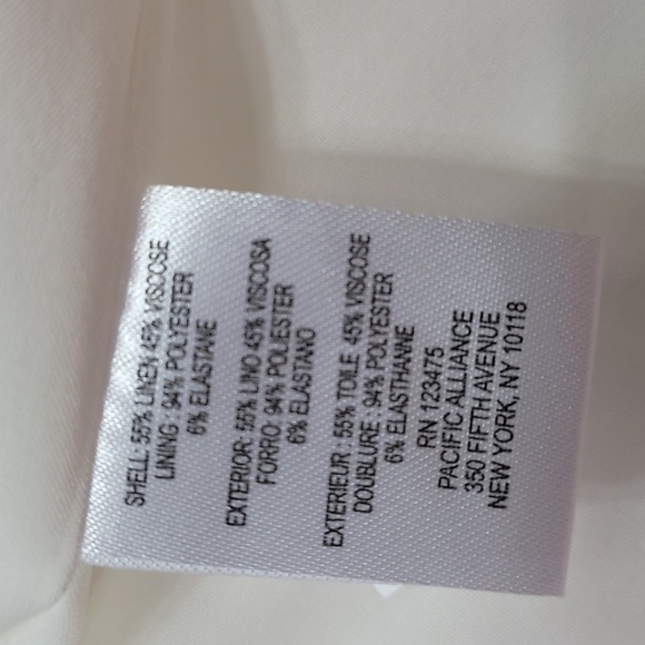 TAHARI Asl Linen Front Button Wide Leg Ivory Jumpsuit - Picture 4 of 17